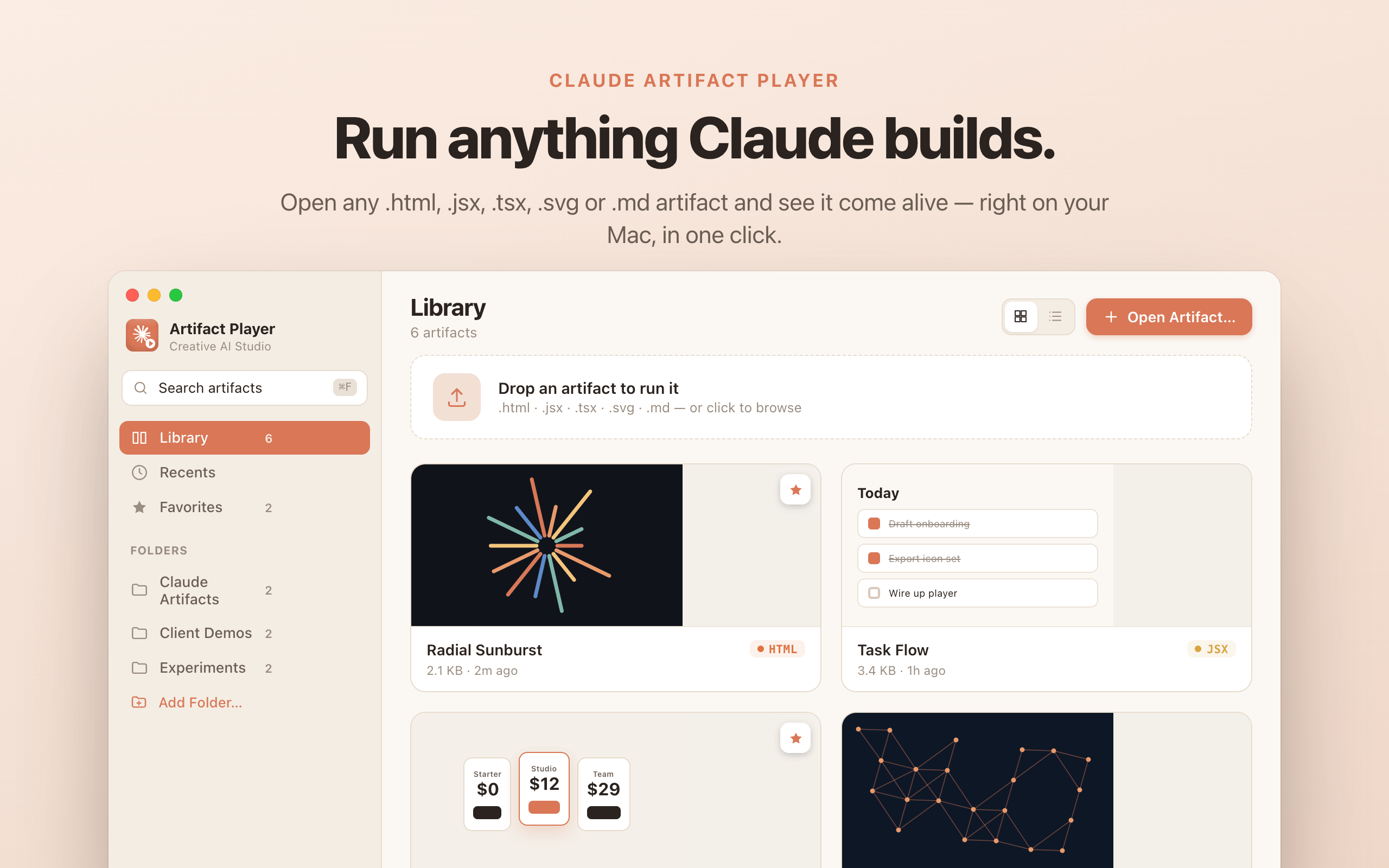 Claude Artifact Player screenshot 1