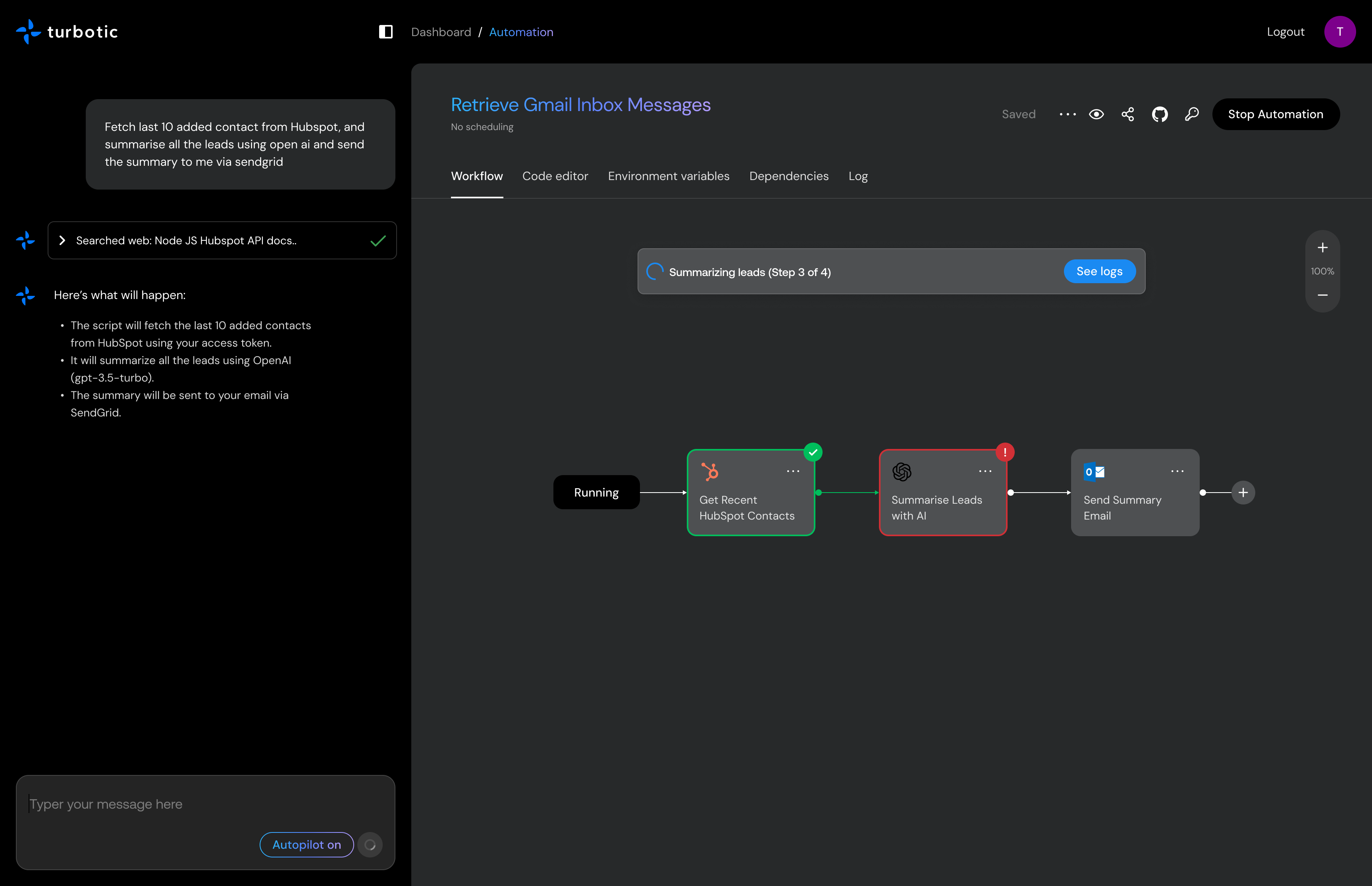 Turbotic Automation AI screenshot 2