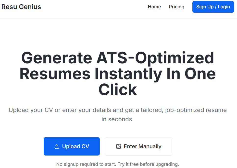 Resu Genius screenshot 1