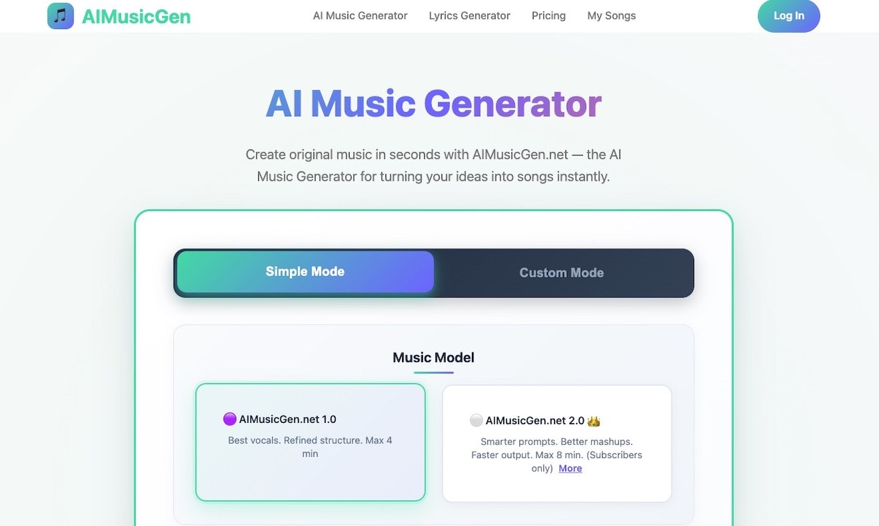 AIMusicGen.net - AI Music Generator screenshot 1