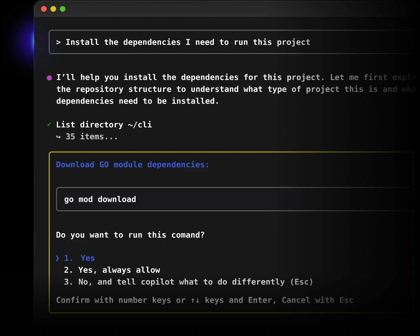 Github Copilot CLI screenshot 2