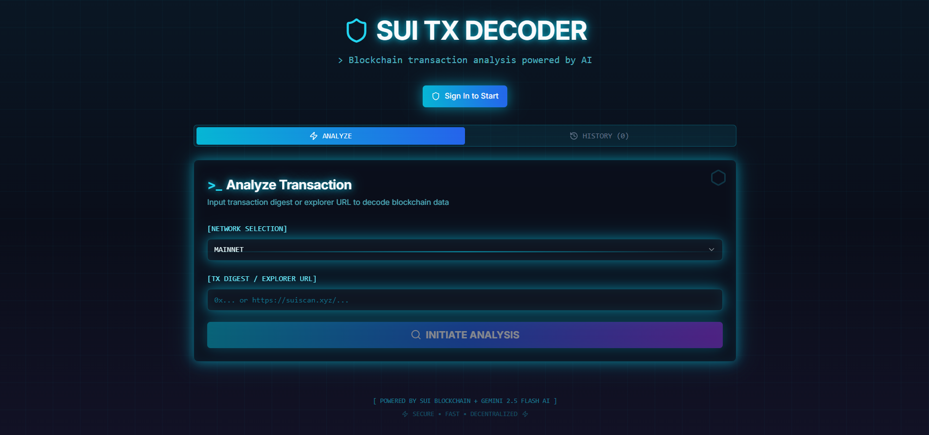 SUI TX DECODER screenshot 1