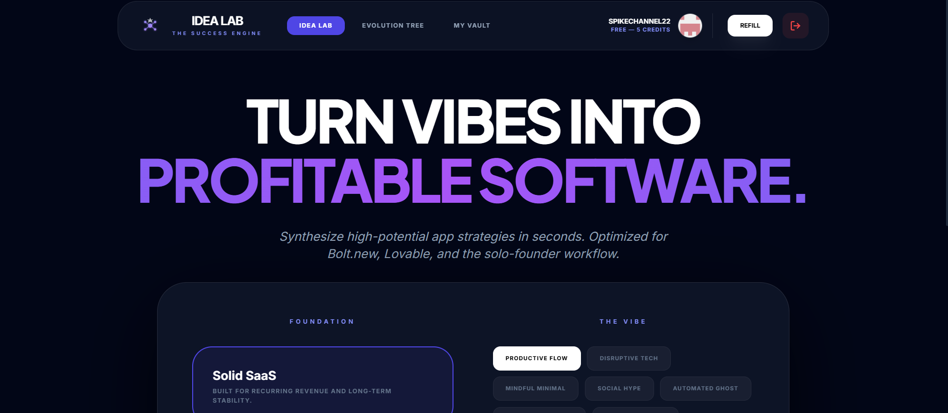 Idea Lab AI AI-powered App Blueprint Gen