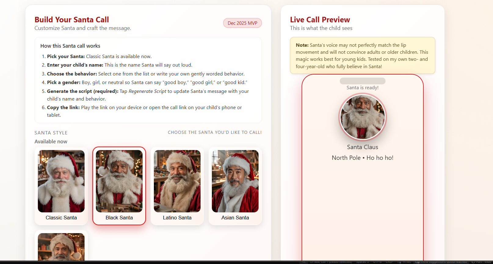 Santa FaceTime screenshot 1