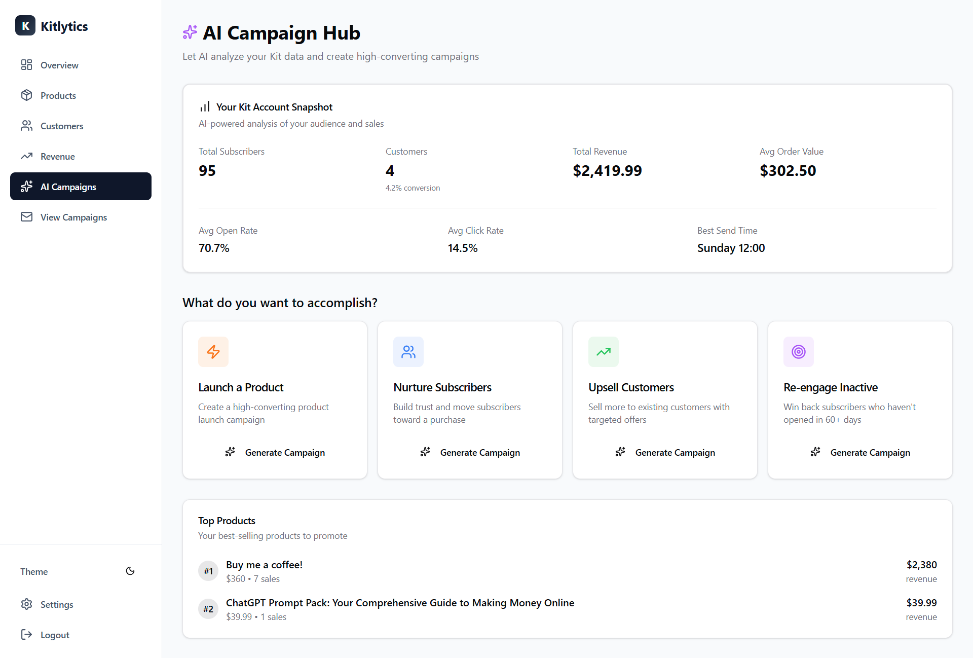 Kitlytics screenshot 1