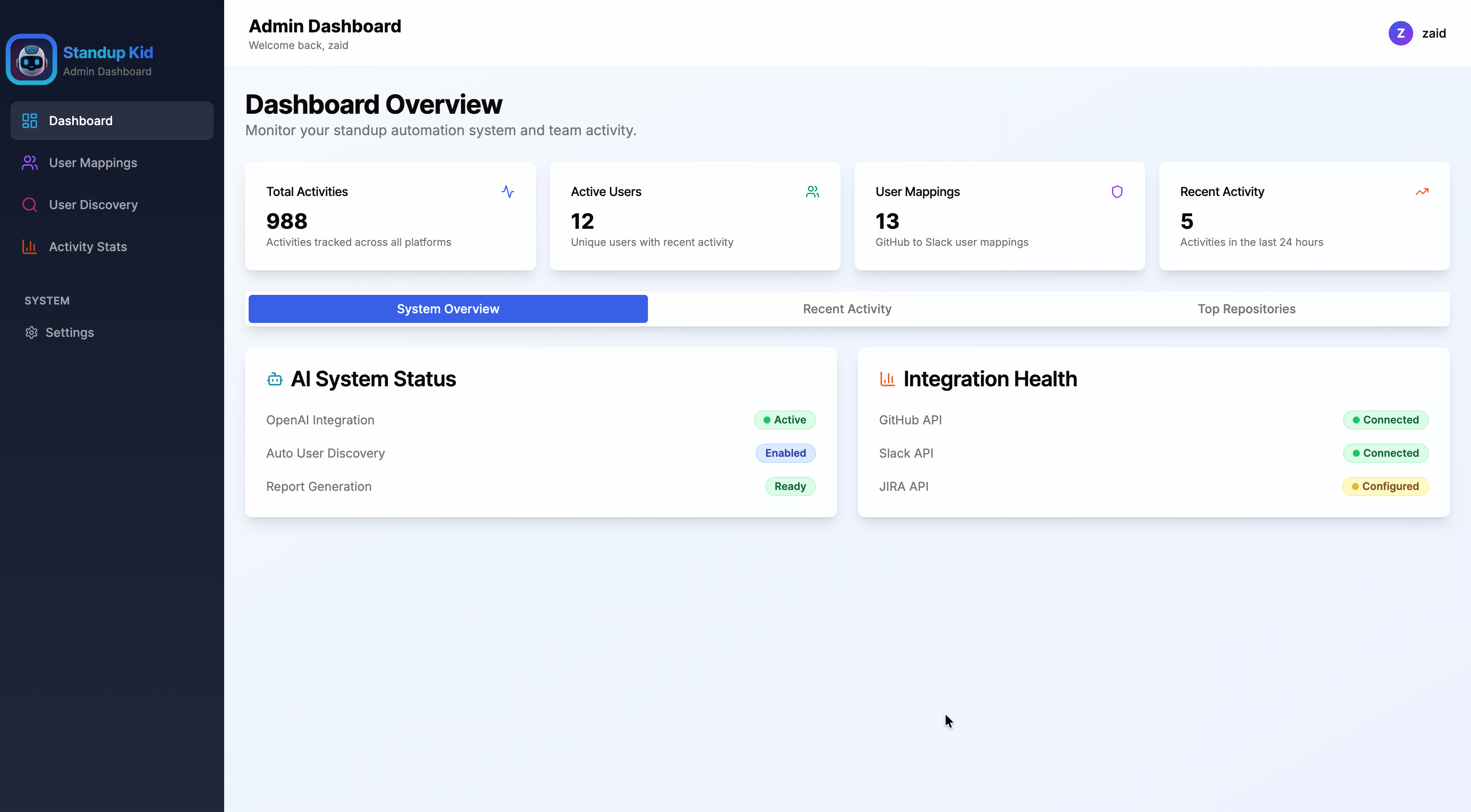 Standup Bot screenshot 1