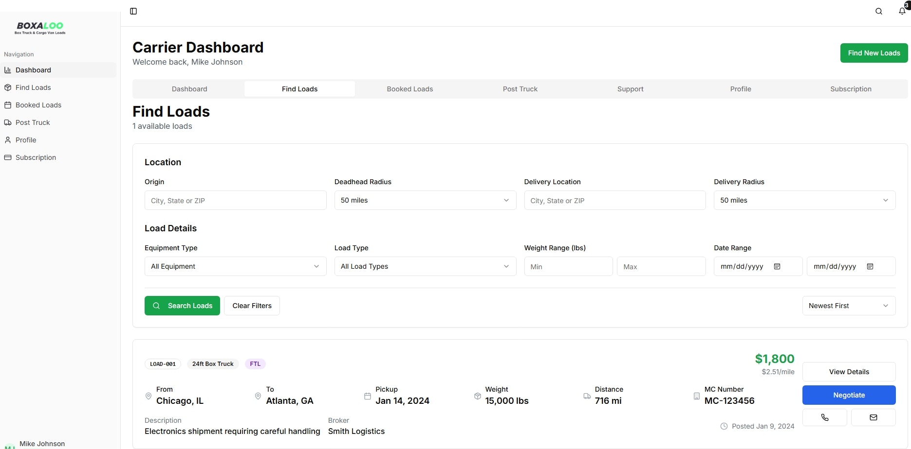 Load Board for Box Trucks & Cargo Vans screenshot 4