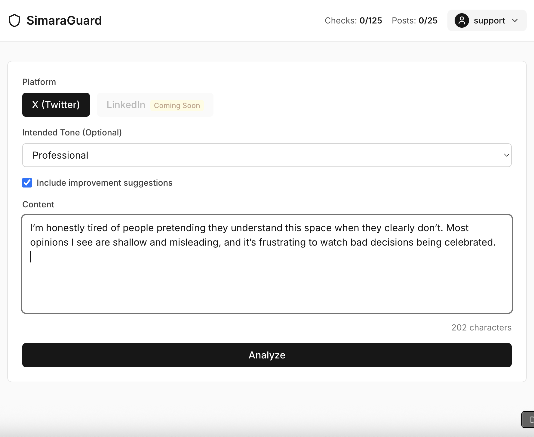 SimaraGuard — Pause before you post screenshot 1