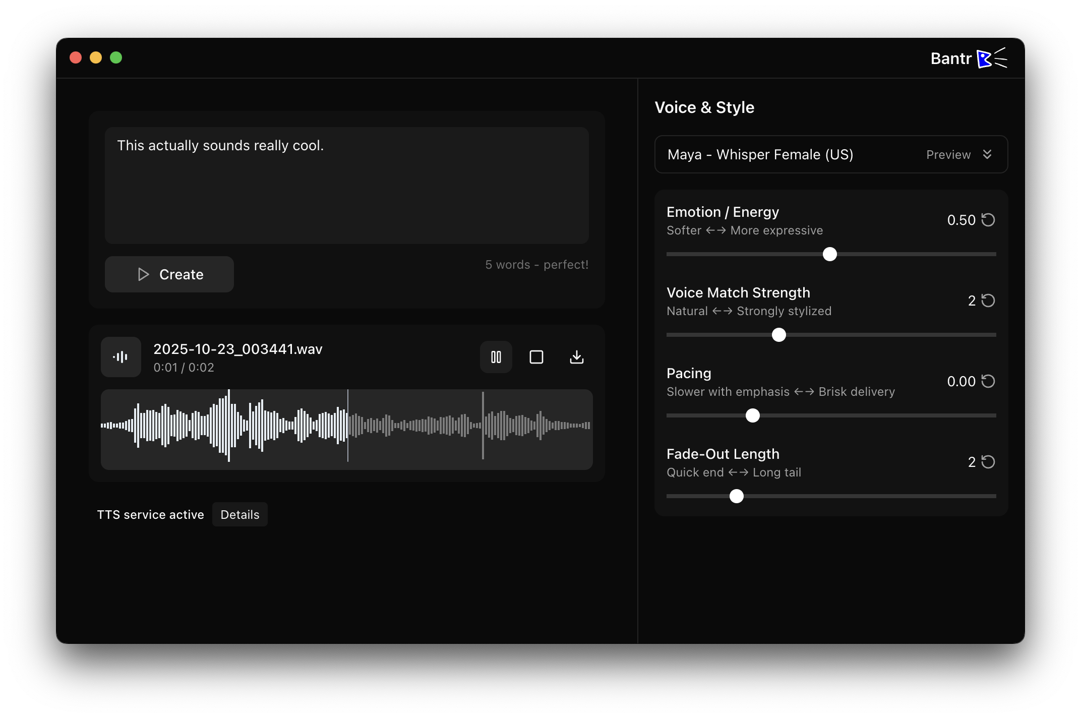 Bantr: Offline & Unlimited TTS for Mac screenshot 1