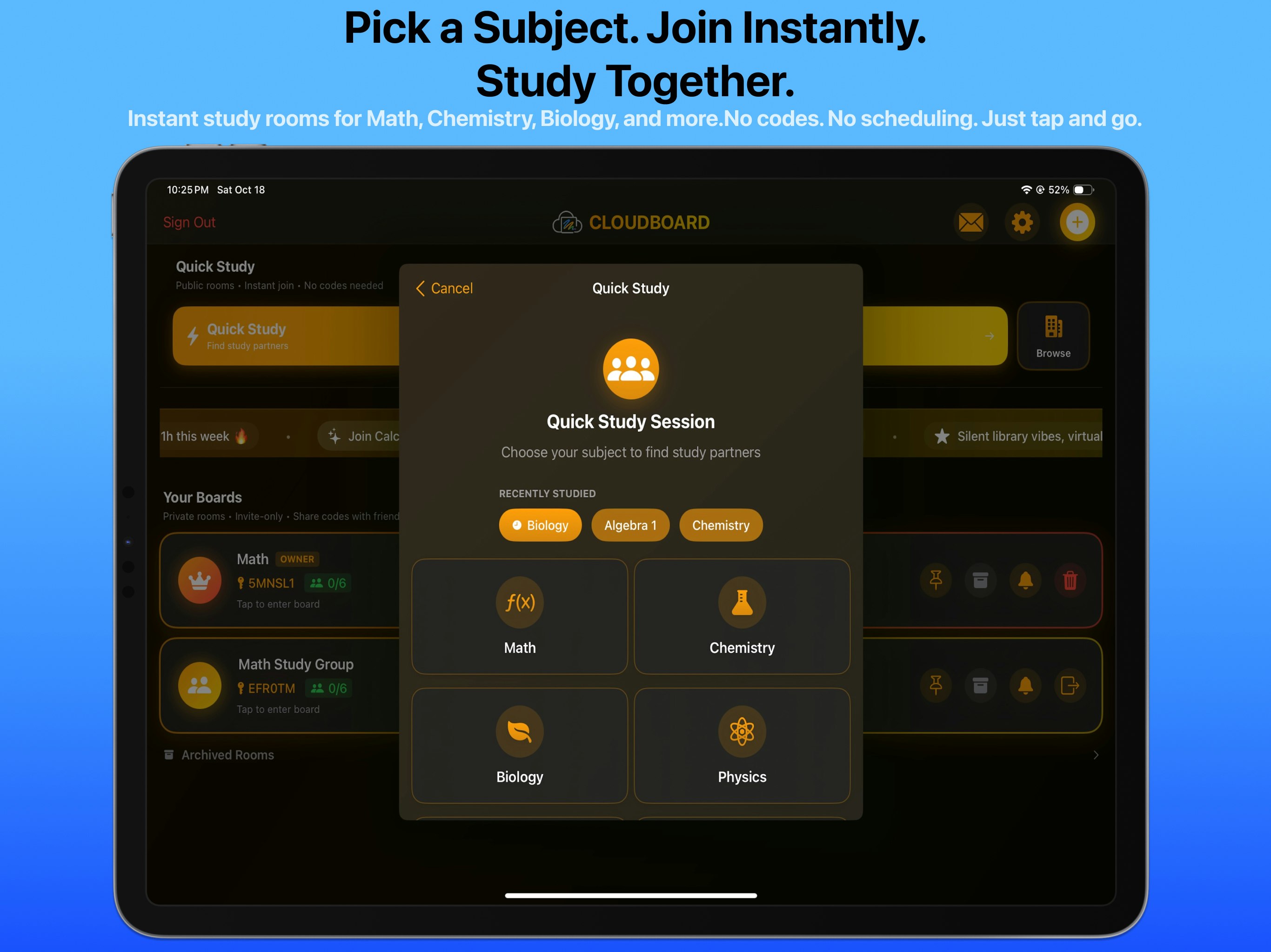Cloudboard - Study Rooms for Students screenshot 1
