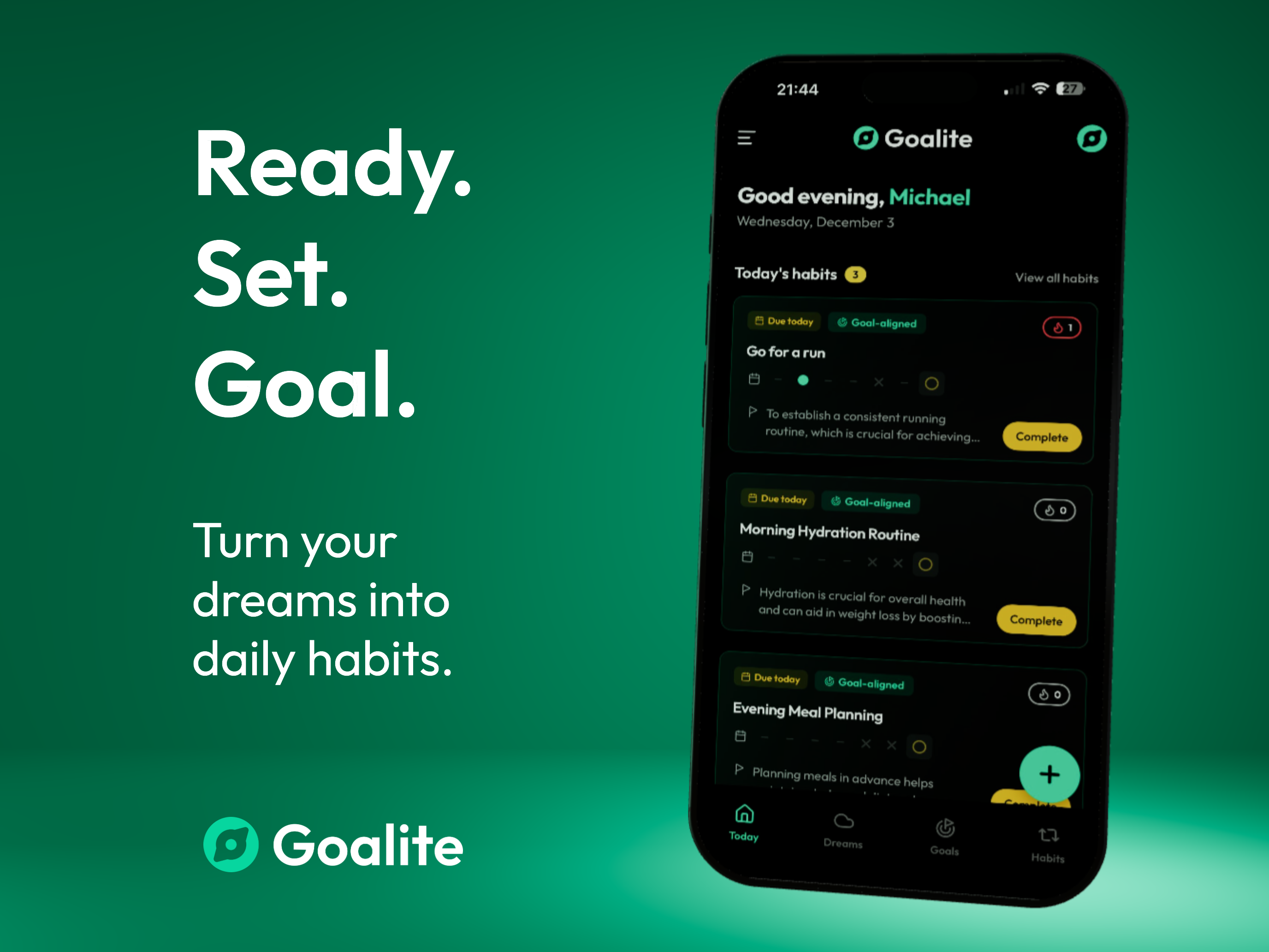 Goalite: Turn "one day" into Day One screenshot 1