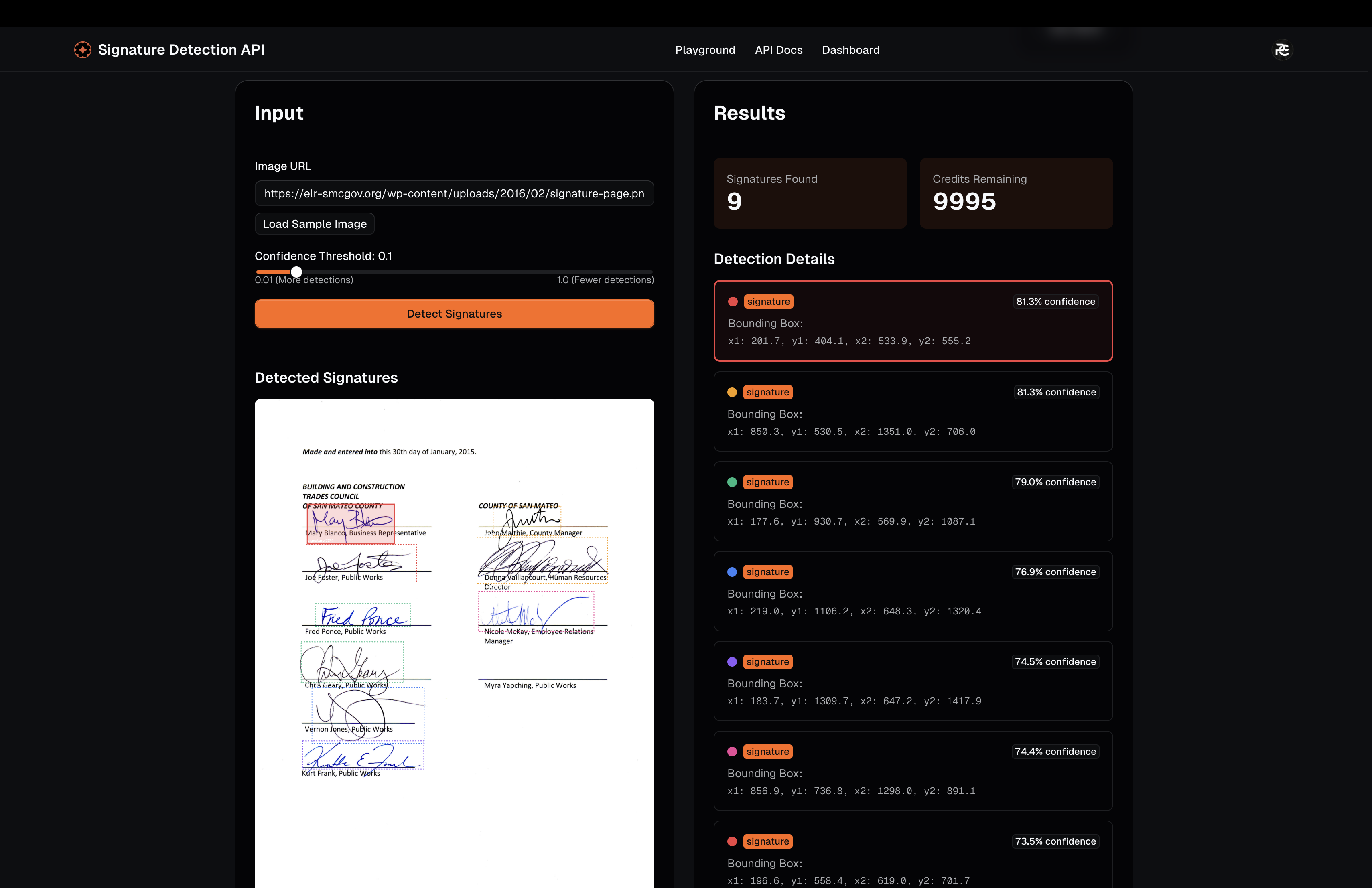 Signature Detection API screenshot 1