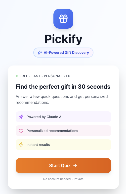 Pickify - AI Gift Finder screenshot 1