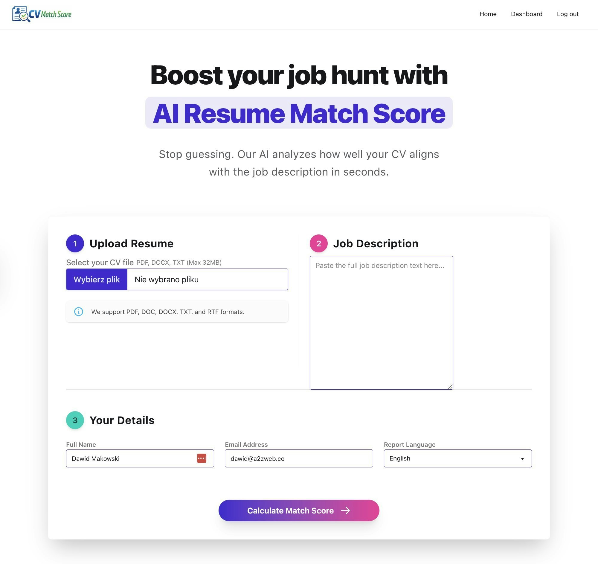 Resume vs Job Match Score screenshot 1