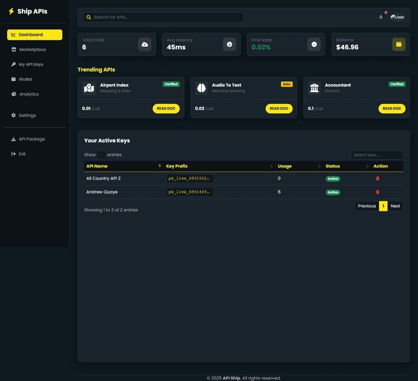 API Ship Code screenshot 2