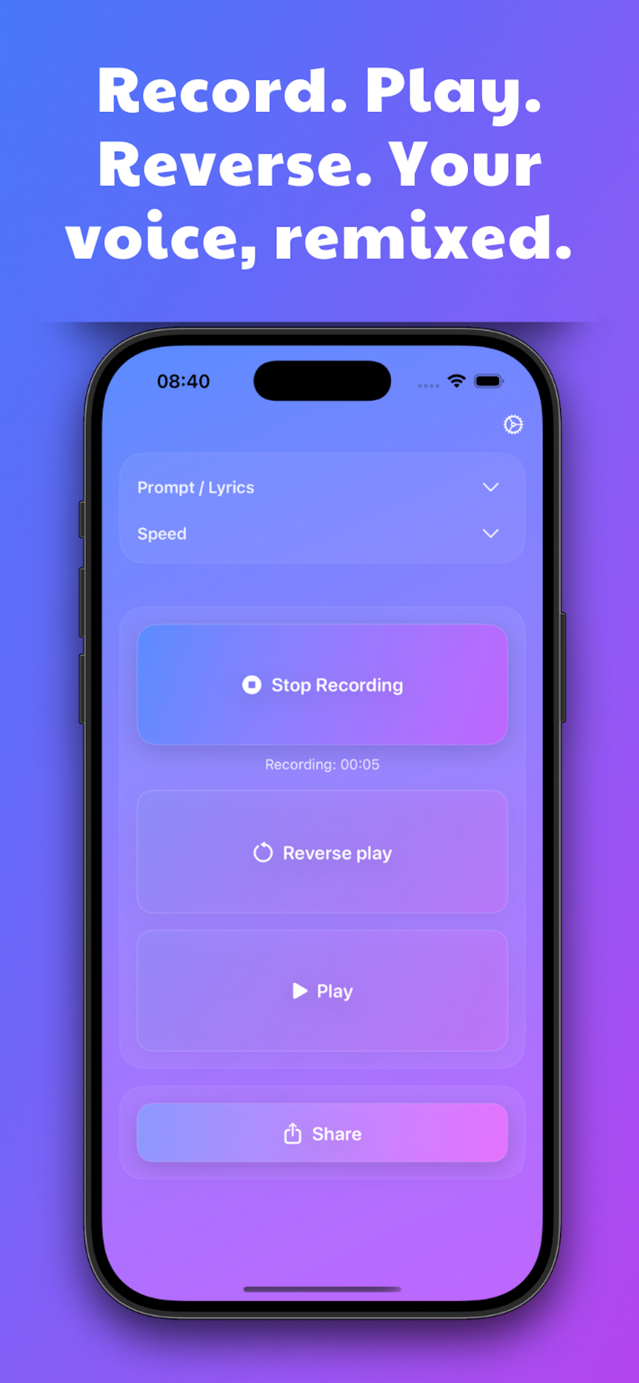 Reverse Audio Singing RVRSD screenshot 1