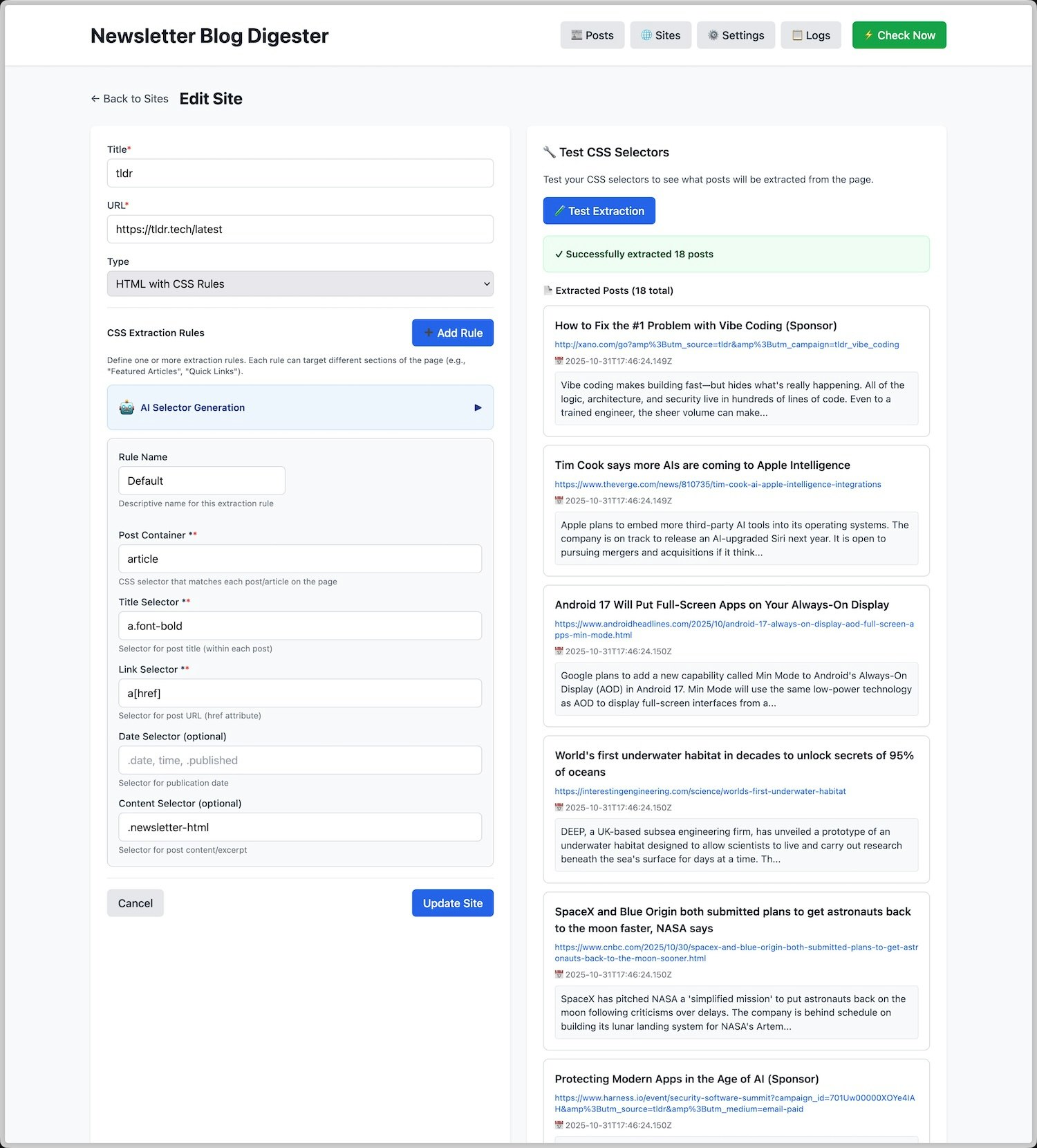 Open source newsletter digester screenshot 5