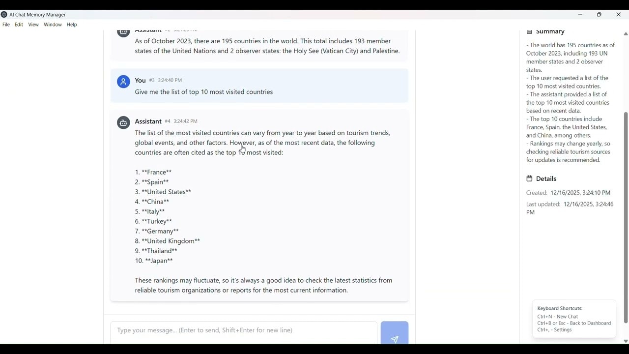 Chat Memory Manager screenshot 1