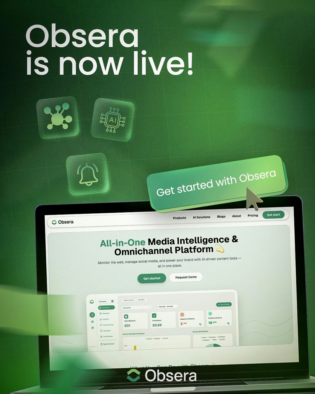 Obsera.com AI media & social monitoring screenshot 2