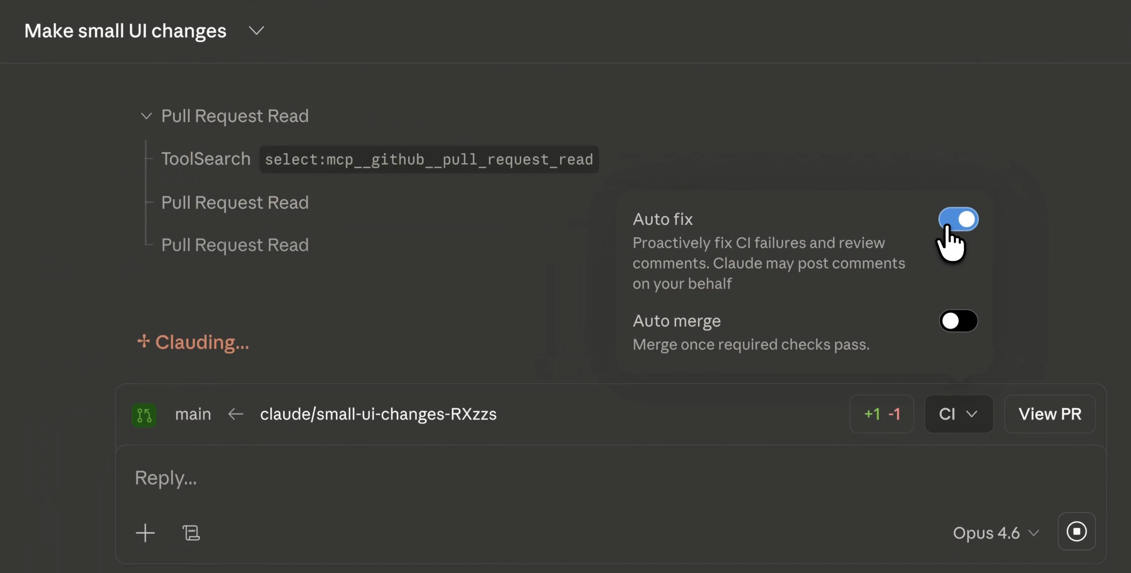 Claude Code auto-fix screenshot 2