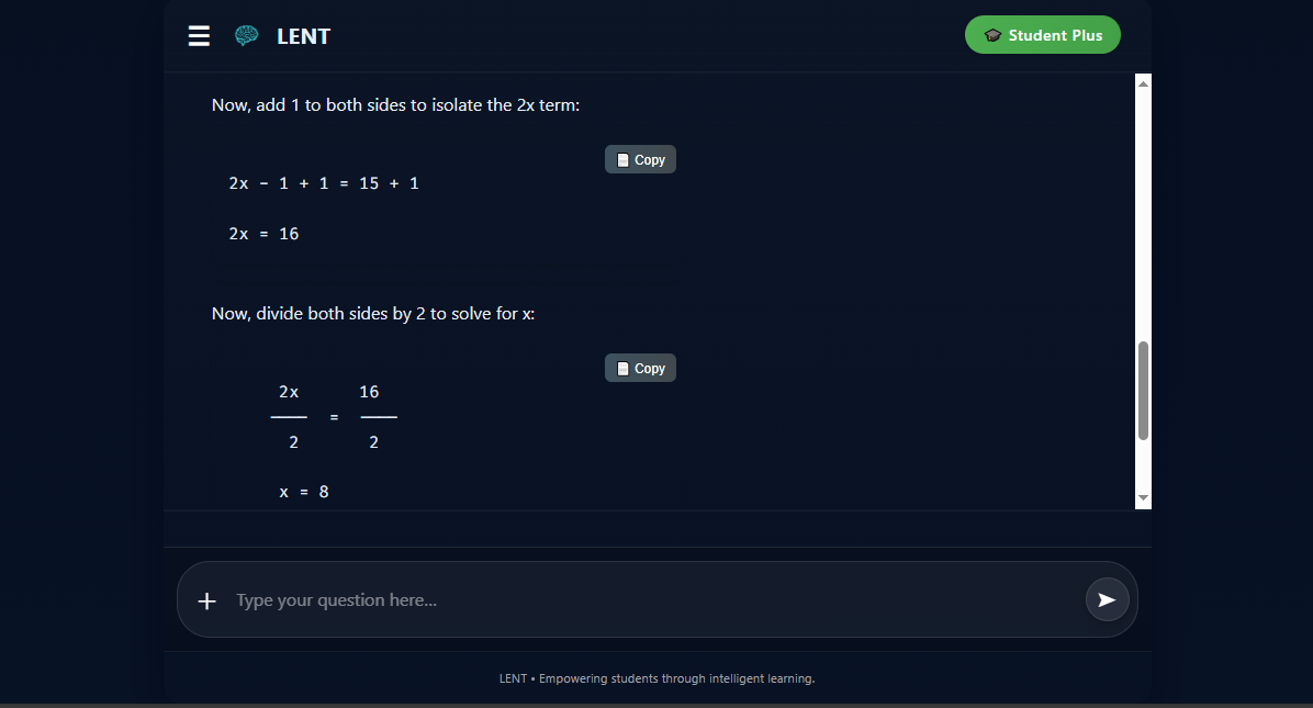 Lent AI Tutor screenshot 2