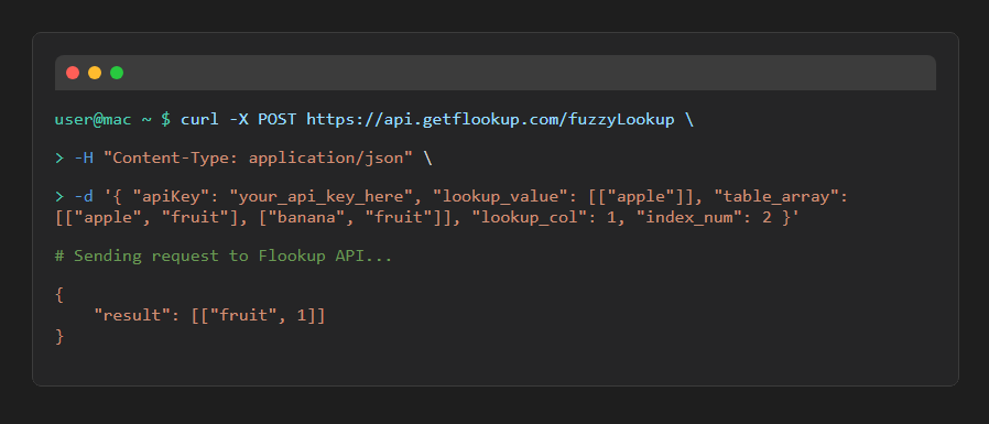 Flookup Data Wrangler: API screenshot 1