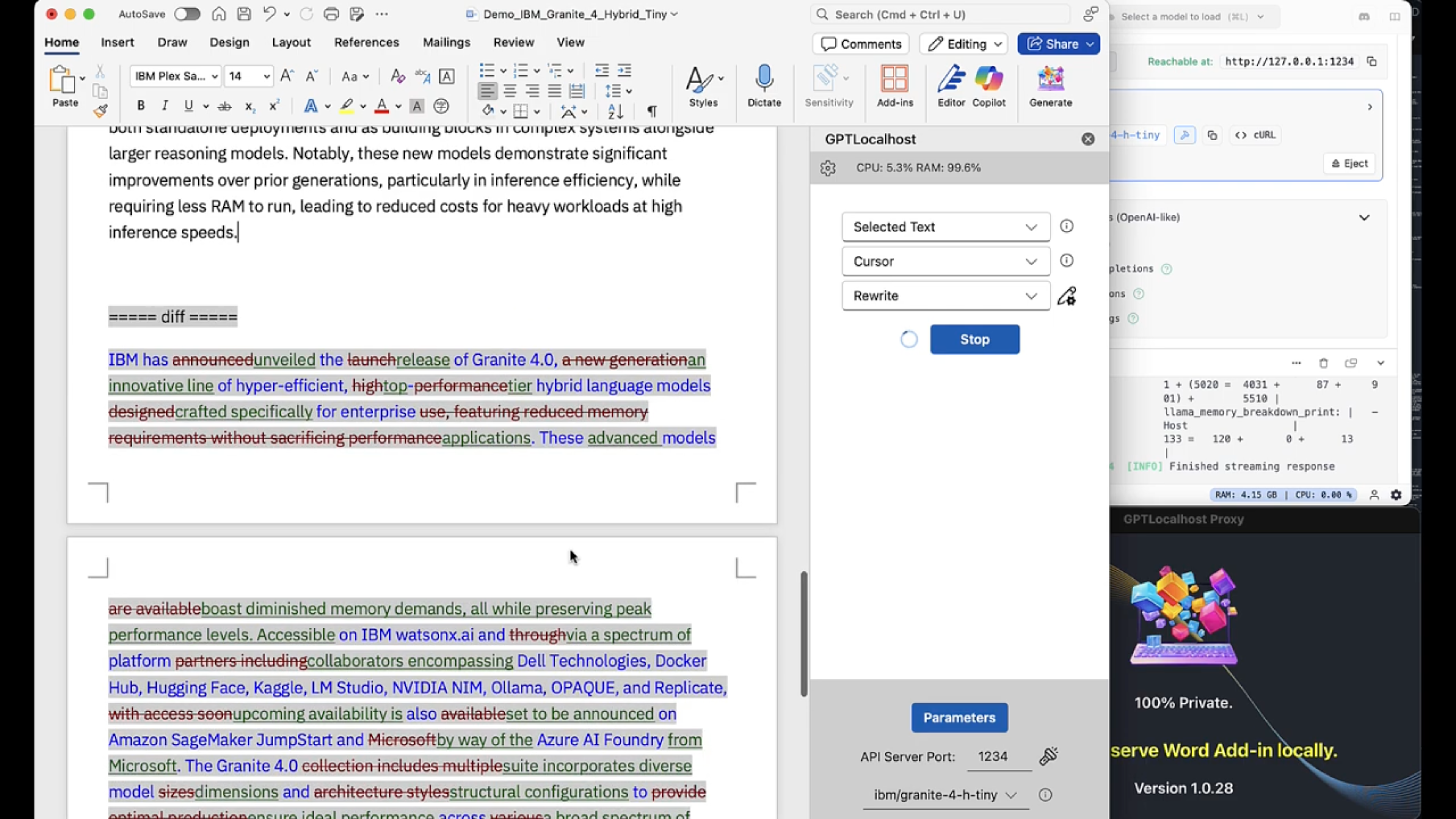 GPTLocalhost: use local LLMs in Word screenshot 4