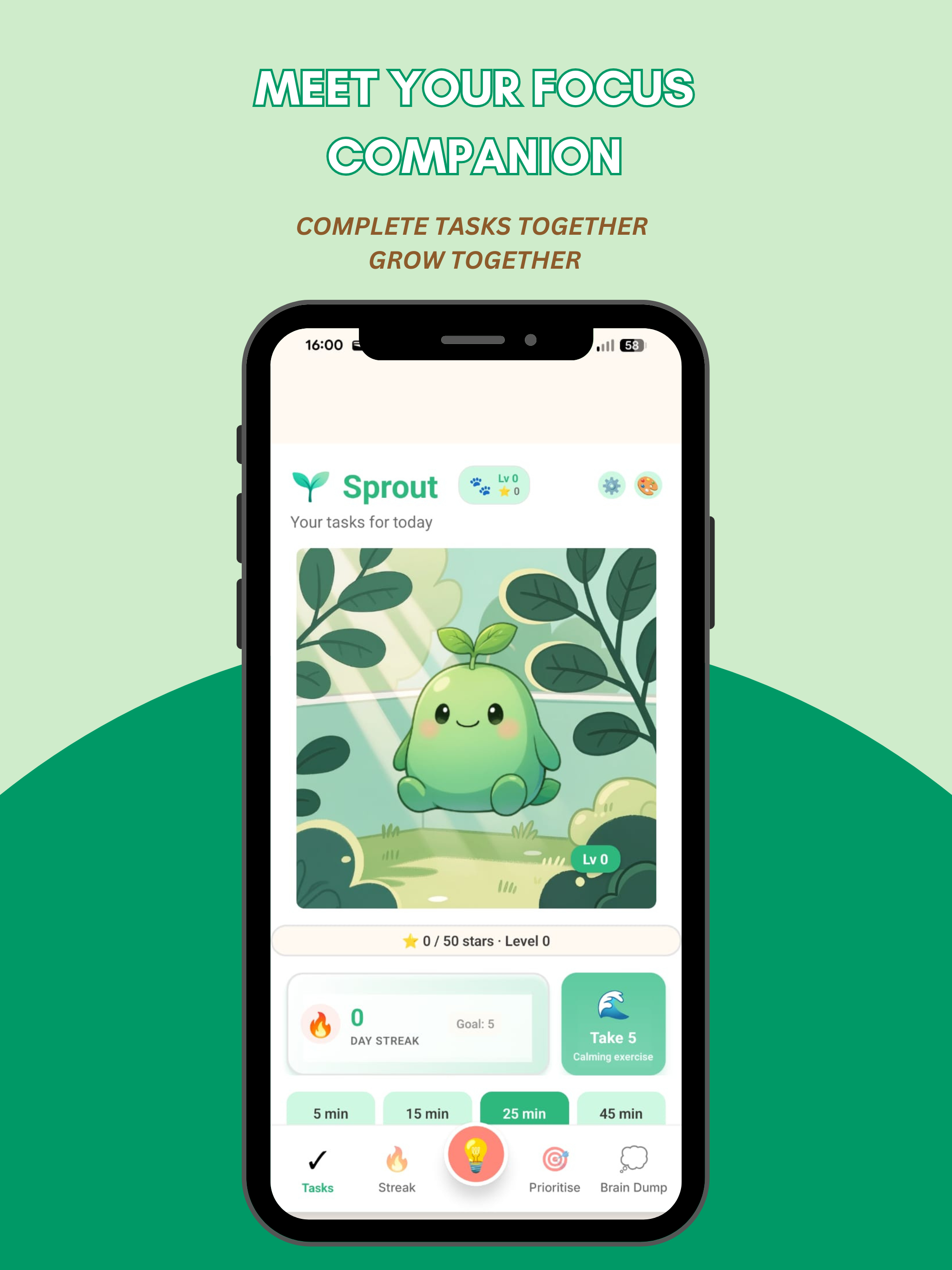 Sprout - Guilt-free ADHD task manager screenshot 1