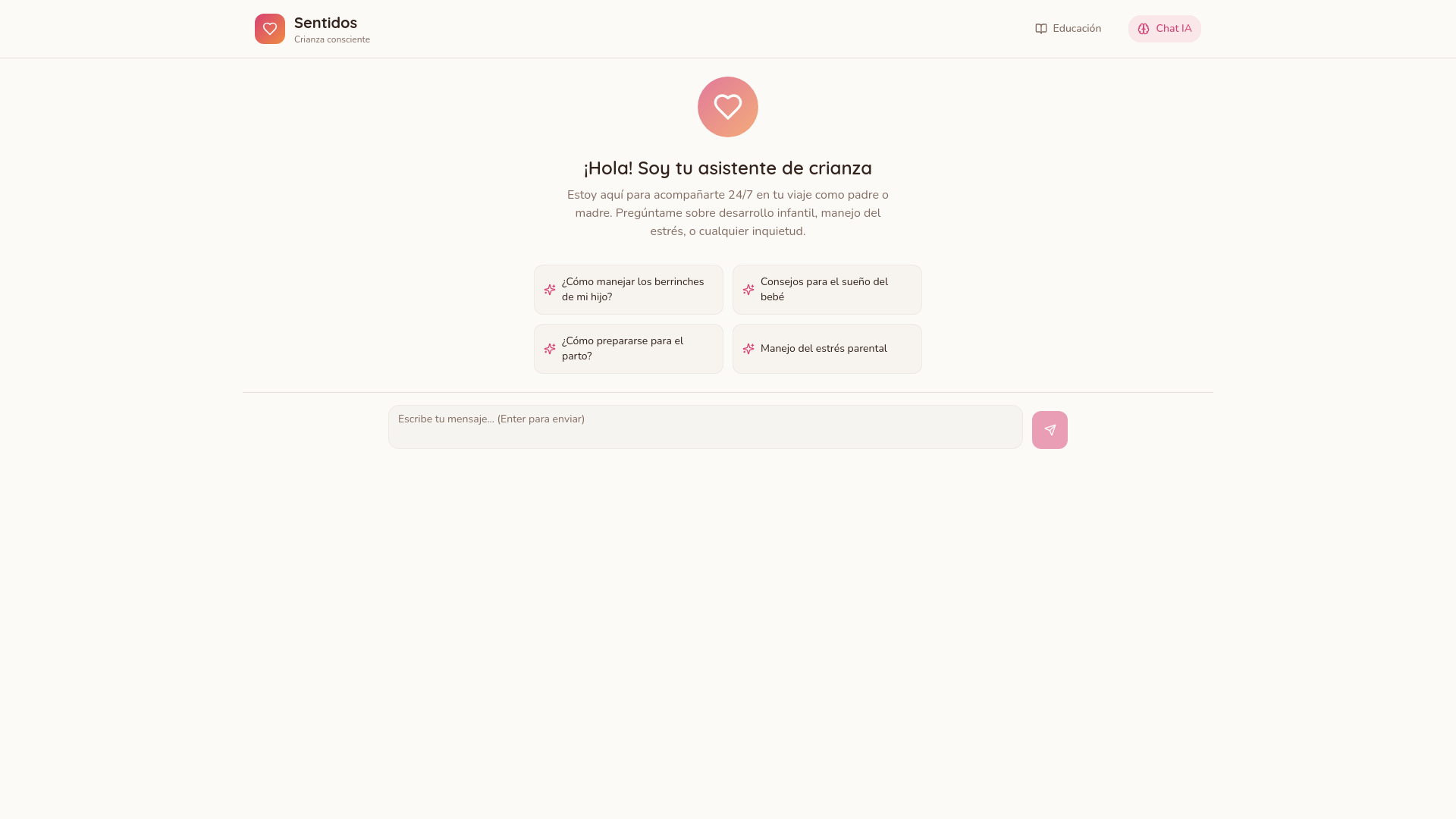 Sentidos App Asistente de crianza screenshot 1
