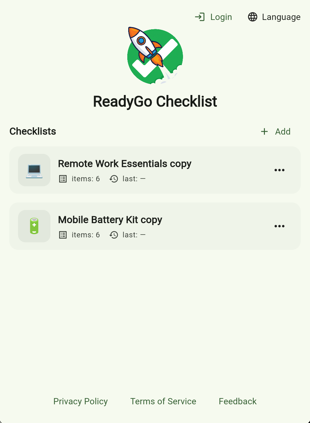 ReadyGo Checklist screenshot 1