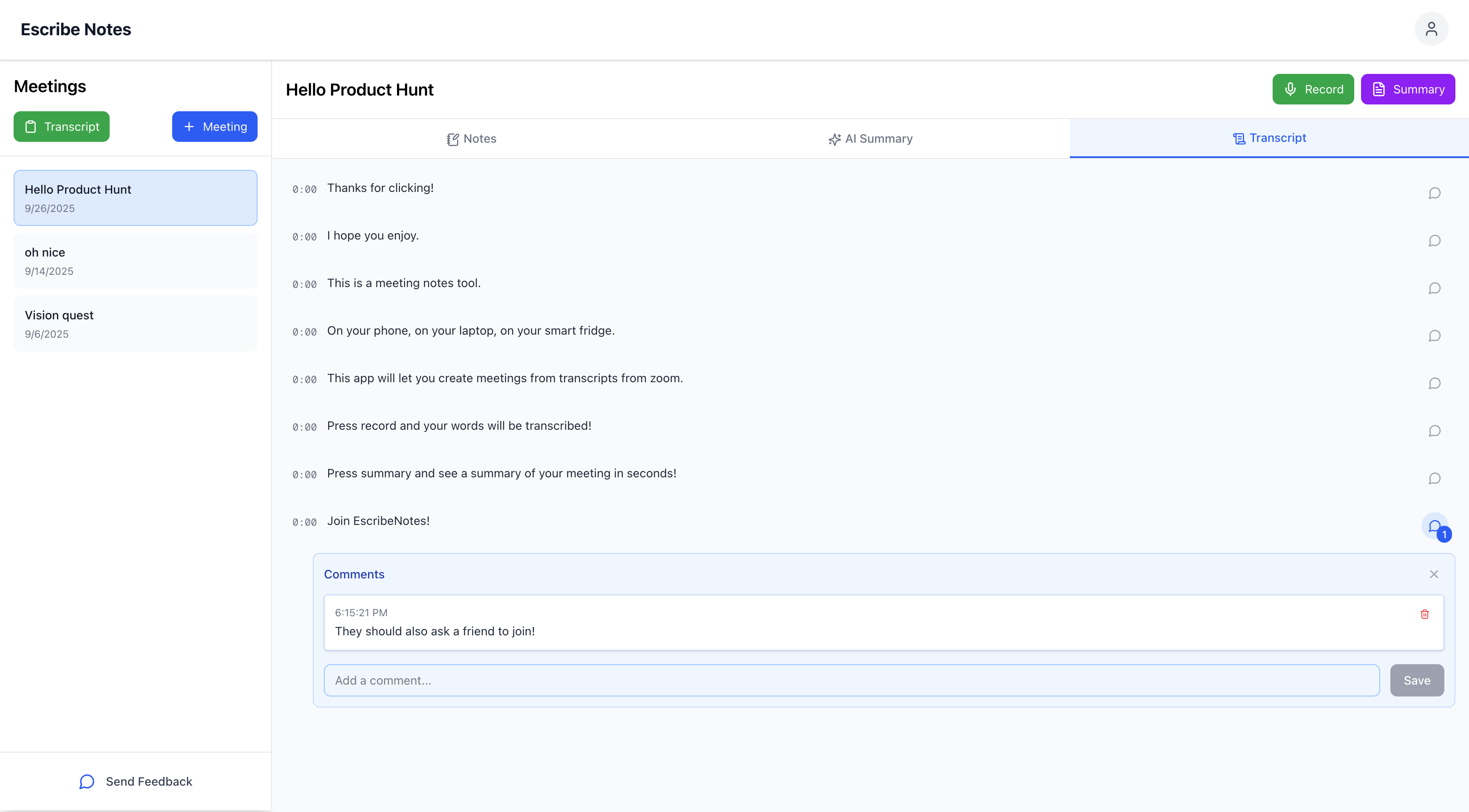 Escribe Notes screenshot 1