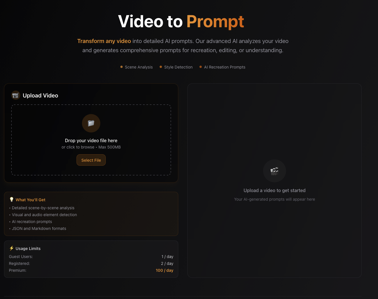 Video to JSON Prompt screenshot 1