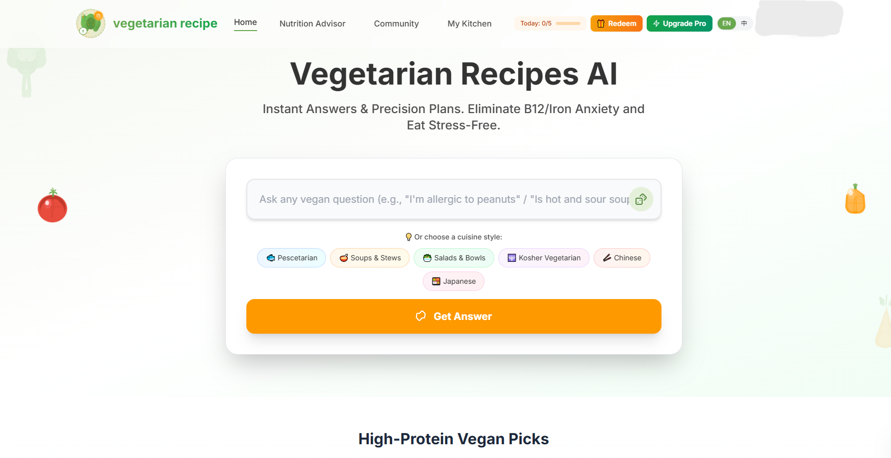 Vegetarian Recipes AI screenshot 1