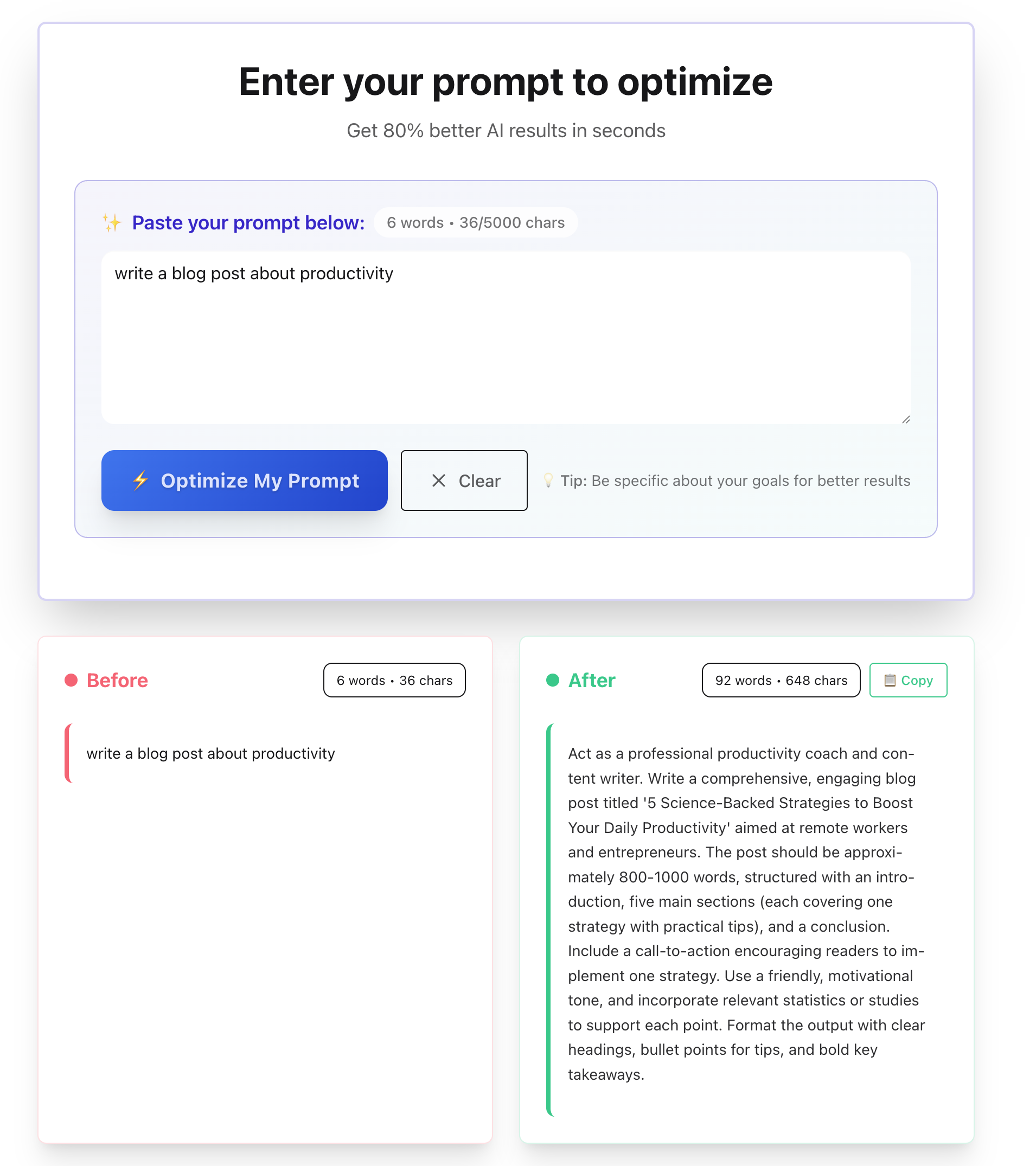 Prompt Optimizer screenshot 2