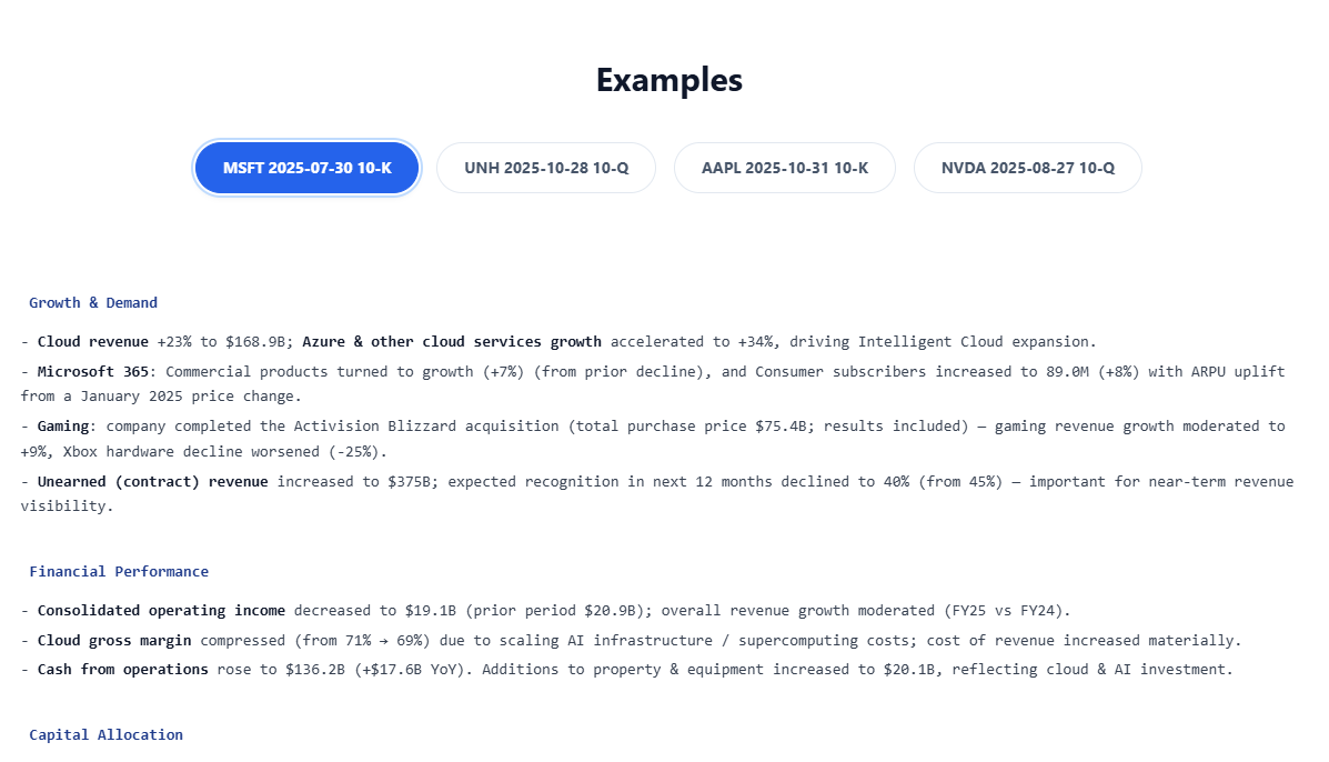 SummarizedFilings.com screenshot 2