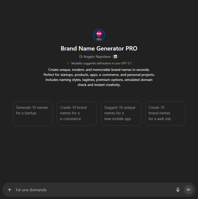 Brand Name Generator PRO – GPT screenshot 2