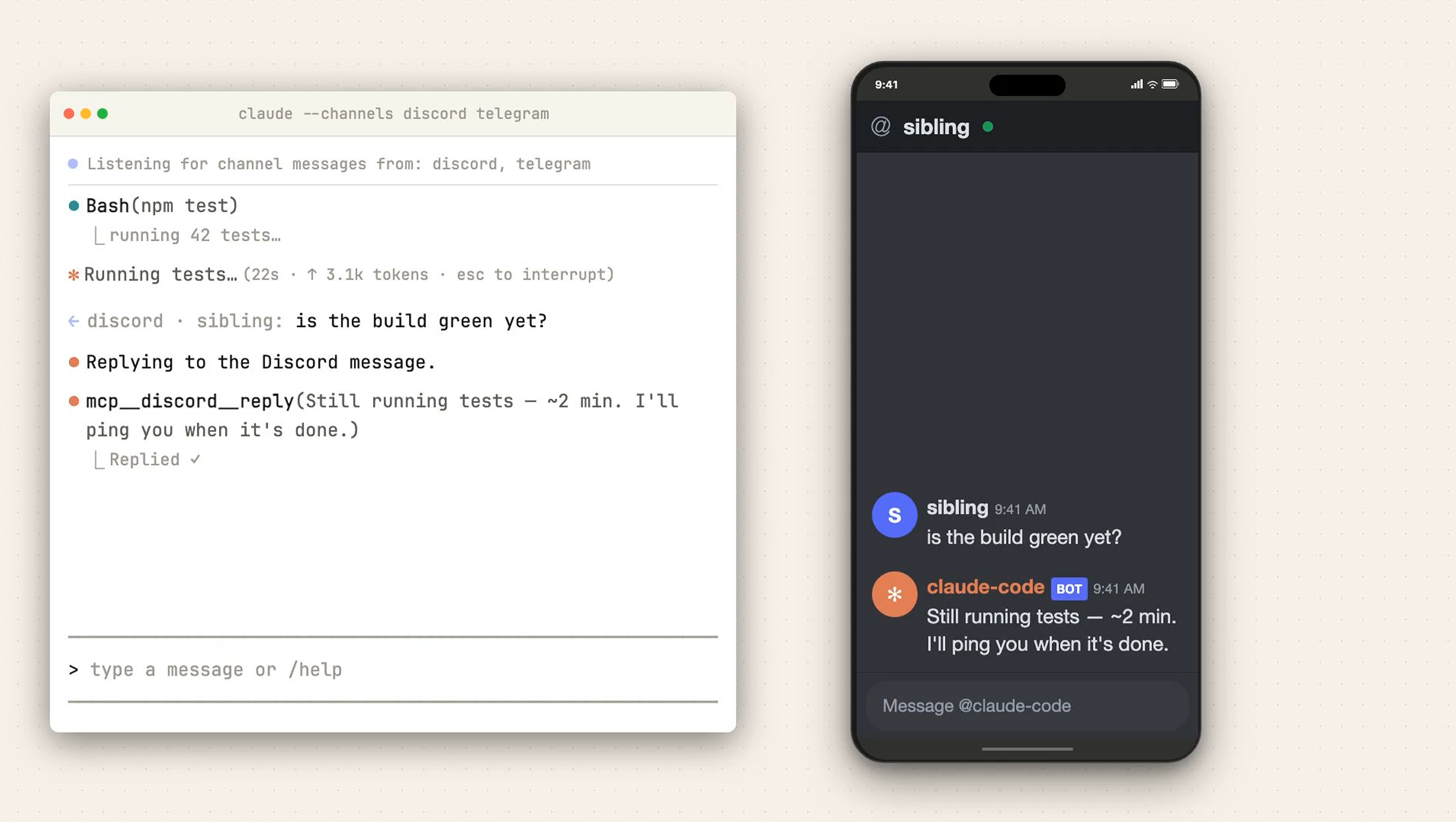 Claude Code Channels screenshot 2