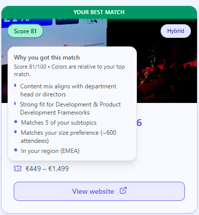 Product Conference Matcher screenshot 3