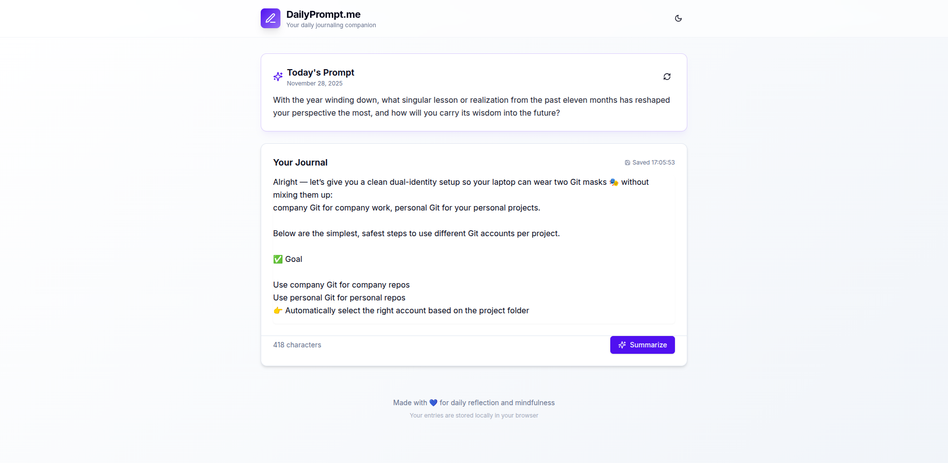 DailyPrompt — AI Journaling Prompts screenshot 1