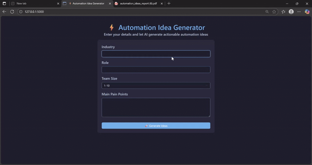 AI-Powered Automation Idea Generator screenshot 1