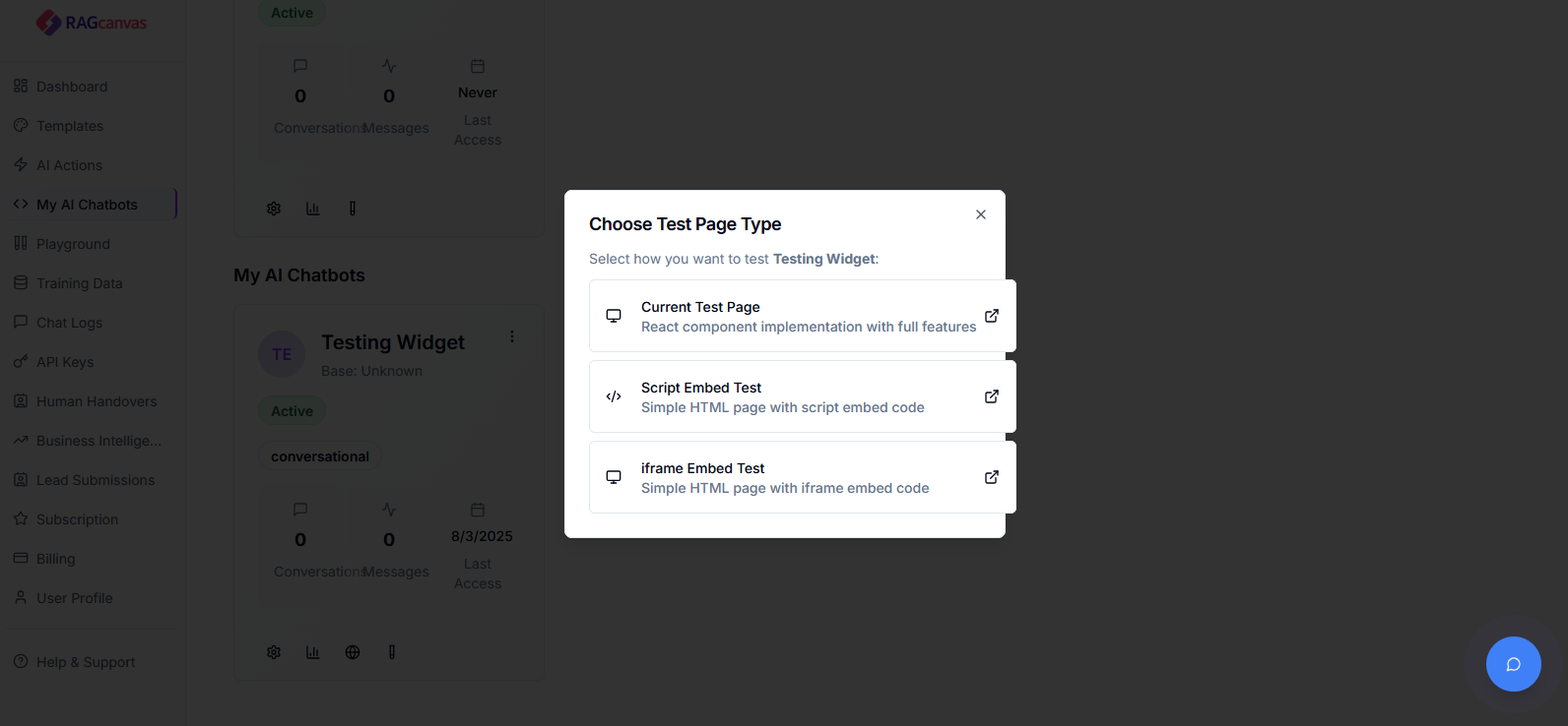 RAGcanvas Enterprise AI Chatbot Platform screenshot 4