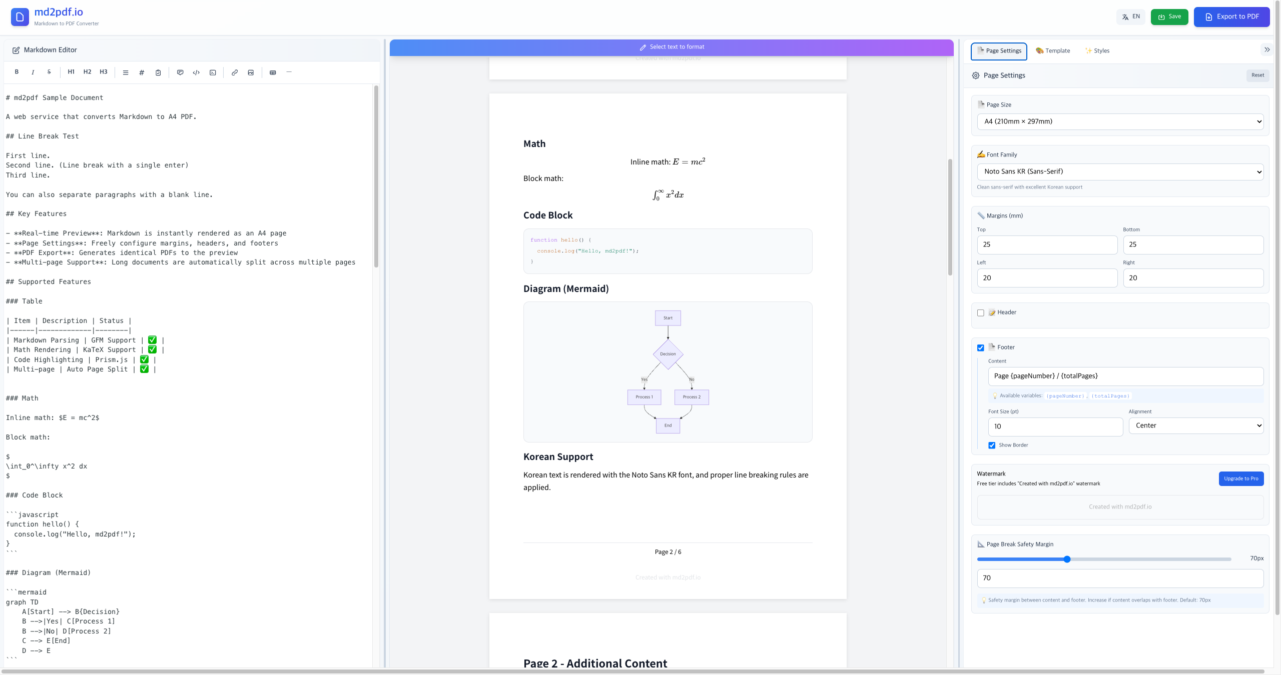 md2pdf.io - Real-time A4 Preview screenshot 3