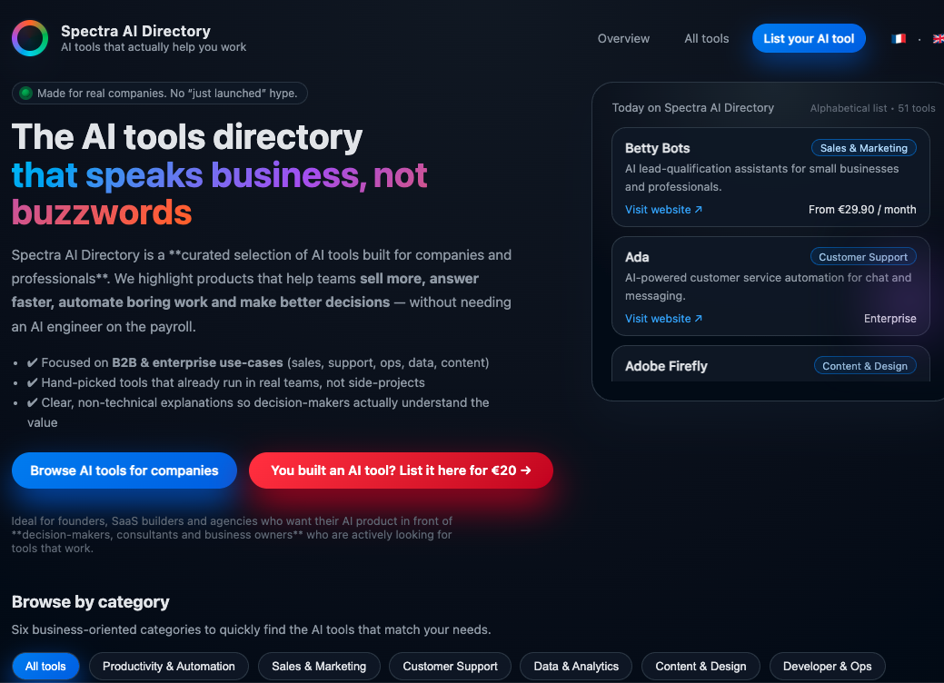 AI Tools Directory — by Spectra Media screenshot 1