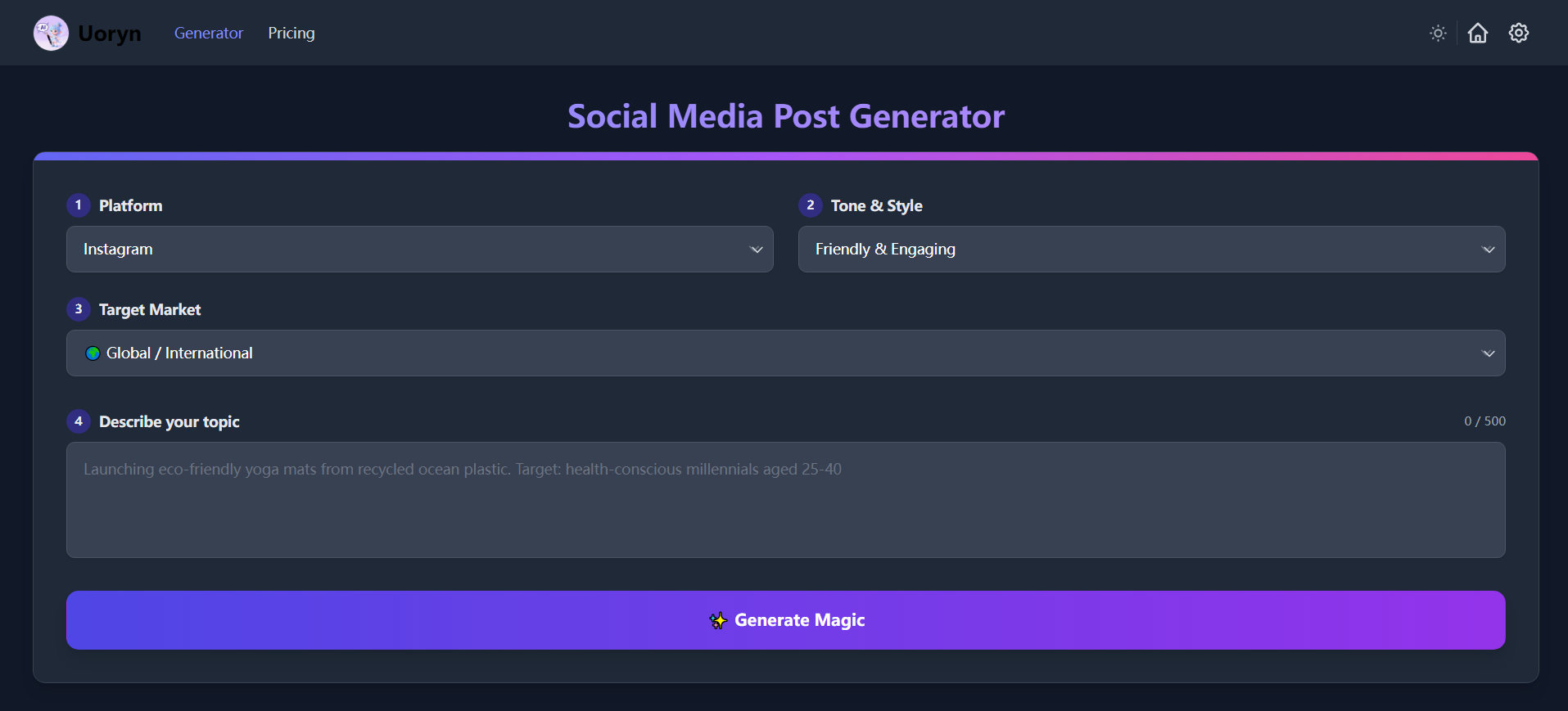 Free AI Social Media Post Generator screenshot 1