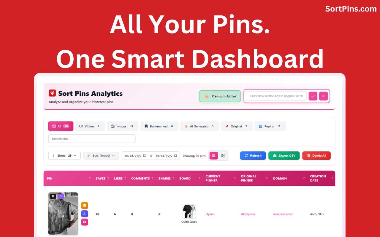 SortPins – Reveal Hidden Pinterest Stats screenshot 1