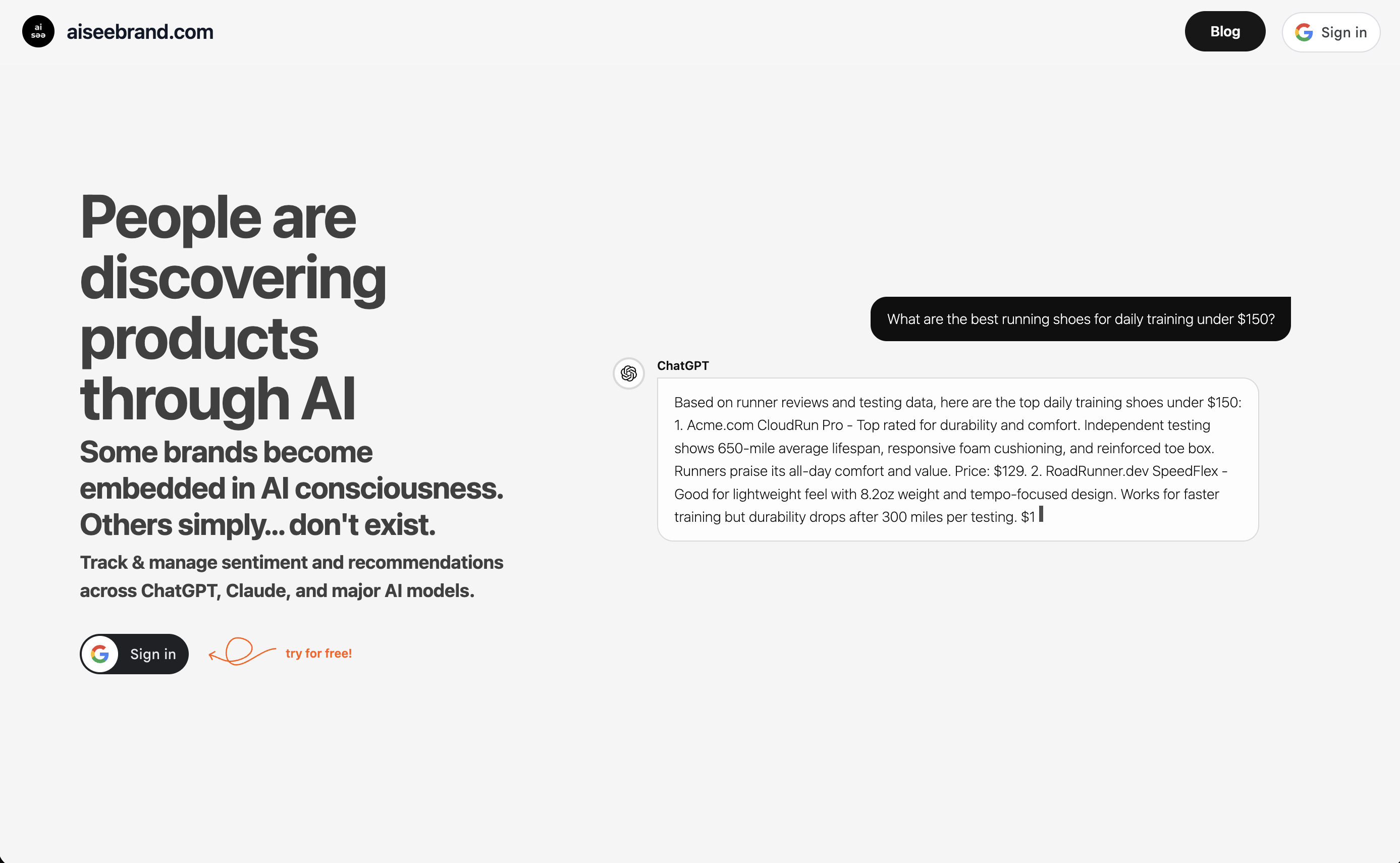 aiseebrand.com - the AI SEO platform screenshot 1