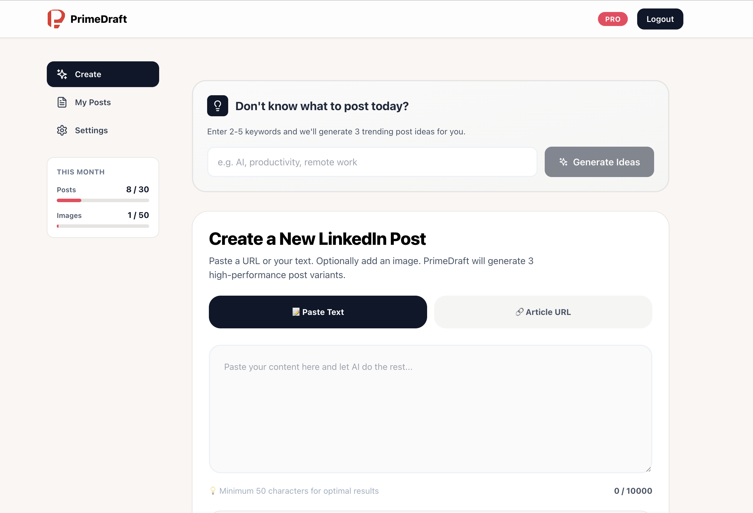 PrimeDraft screenshot 2