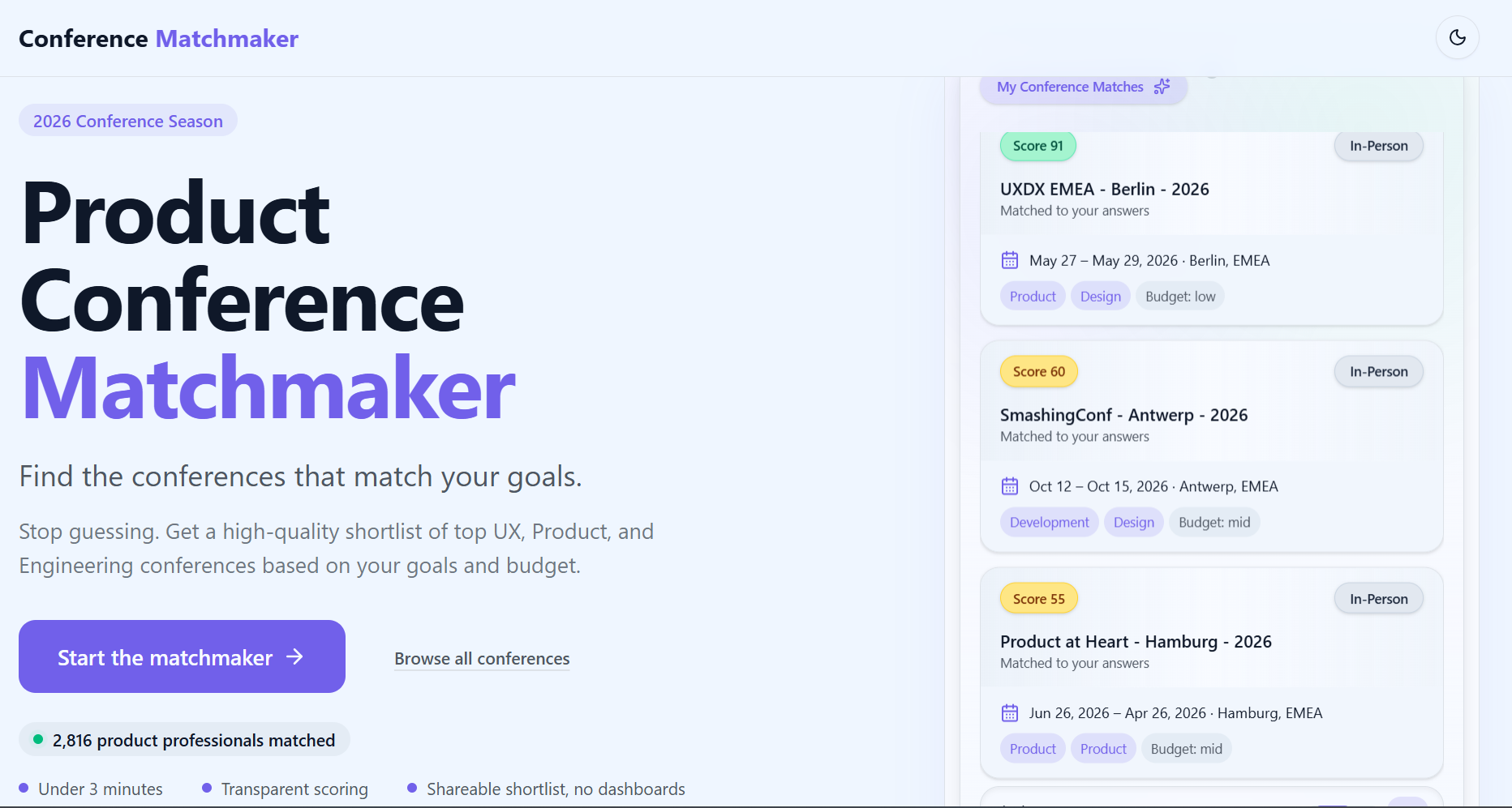Product Conference Matcher screenshot 1