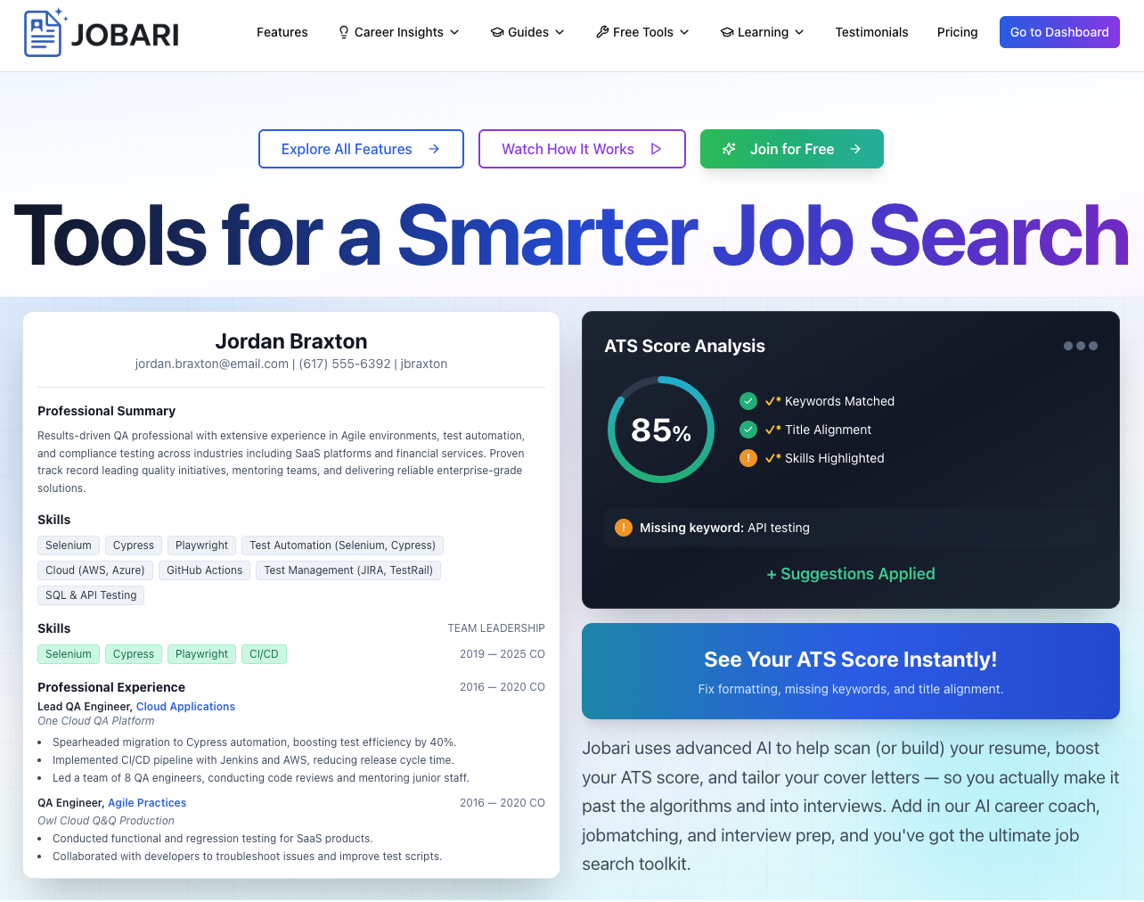 Jobari - Tools for a Smarter Job Search screenshot 1