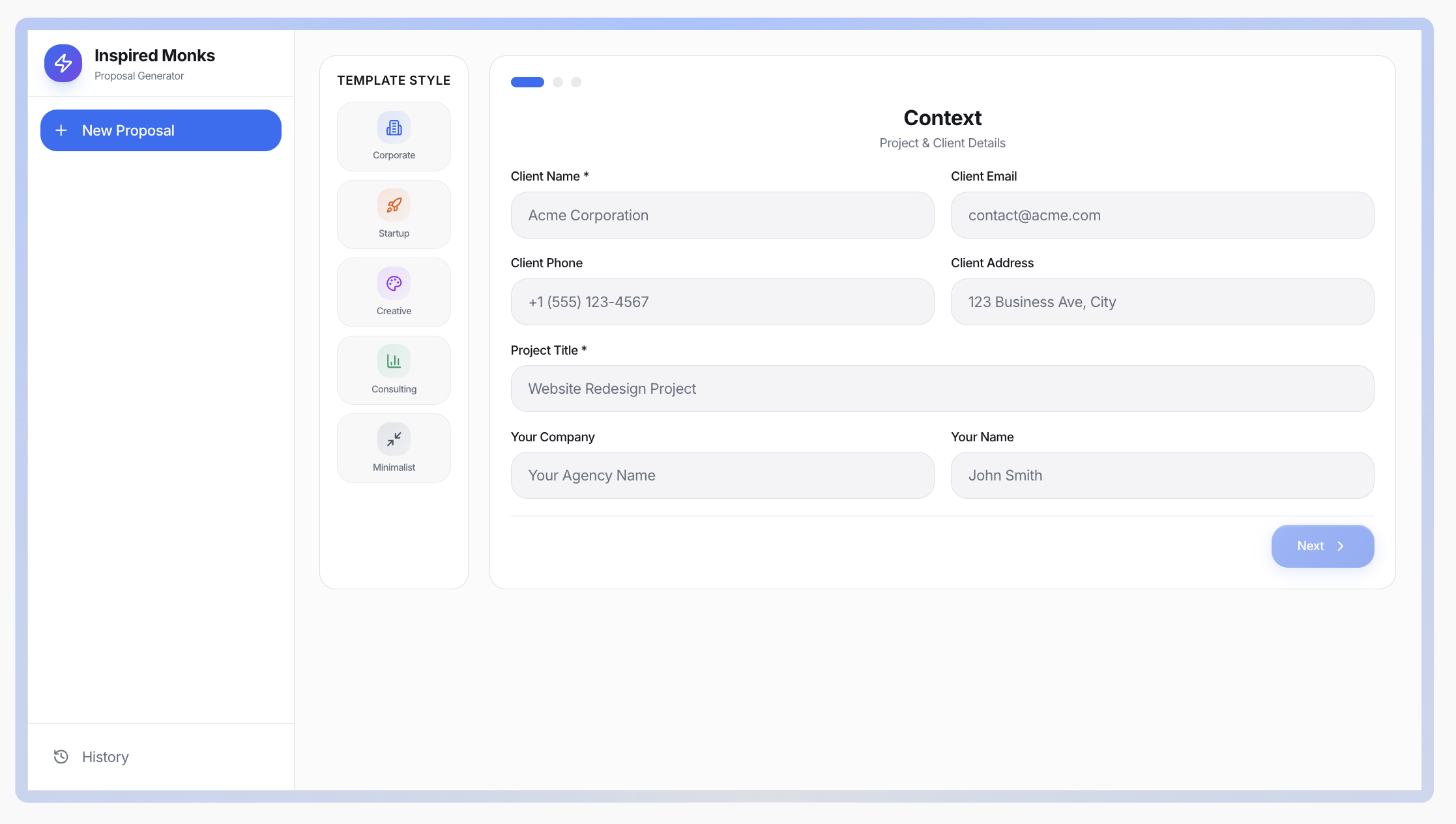 Free AI Proposal Generator screenshot 1